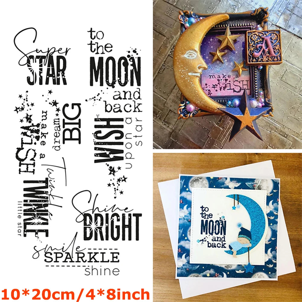 Shine Bright Smile SPARKLE Words Clear Stamps