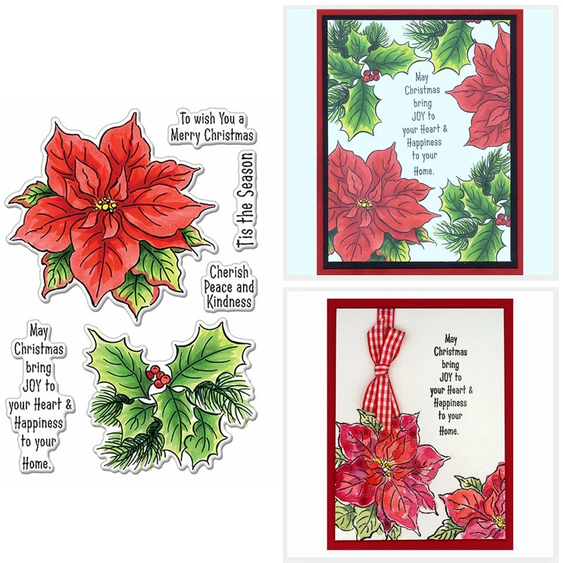 Clear Stamps Holly Poinsettia Pinecone Elk Mice