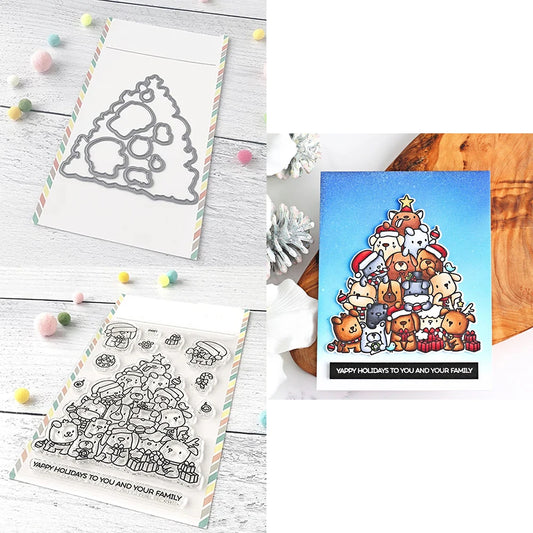 Puppy with Gifts Star Ornament Clear  Stamps