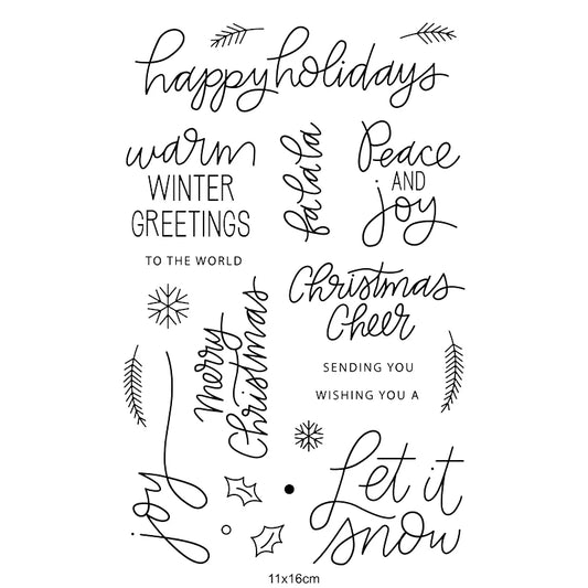 Happy Holiday Merry Christmas Winter Wishes Clear Stamps