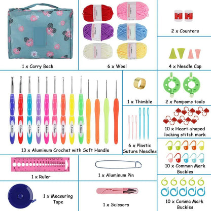 Crochet Hook Set with Case Crochet Needles Weave Yarn Kit