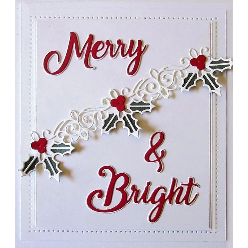 Warm Winter Wishes Merry & Bright Words Metal Cutting Dies