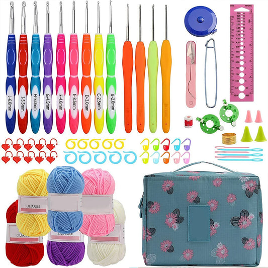 Crochet Hook Set with Case Crochet Needles Weave Yarn Kit