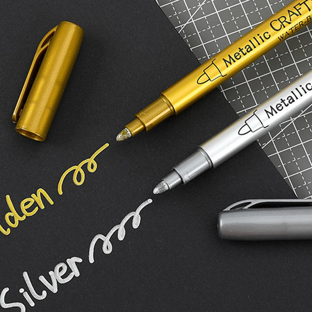 Brush Metallic Marker Pens Gold Silver