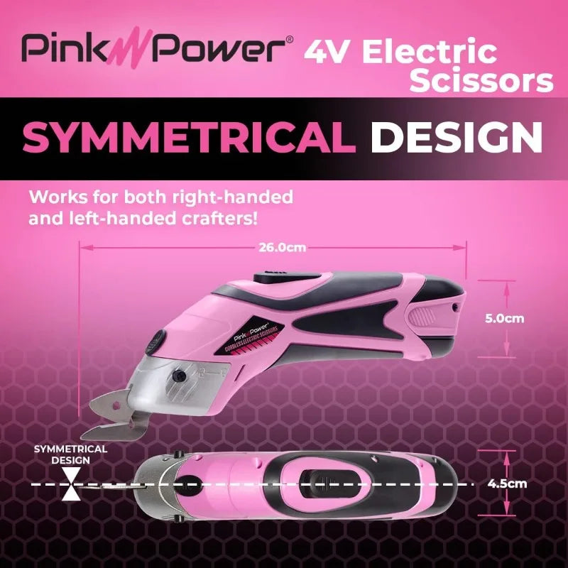 Pink Power Cordless Electric Scissors Fabric Cutter for Crafts