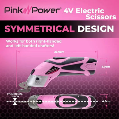 Pink Power Cordless Electric Scissors Fabric Cutter for Crafts