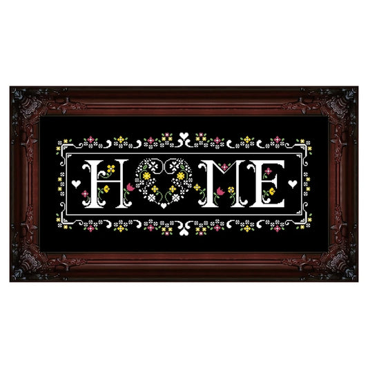 HOME cross stitch kit 14ct 11ct black canvas