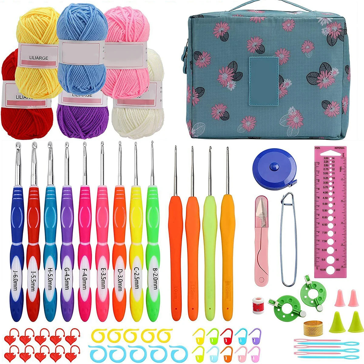 Crochet Hook Set with Case Crochet Needles Weave Yarn Kit