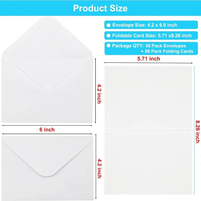 4x6, White Blank Note Cards and Envelopes