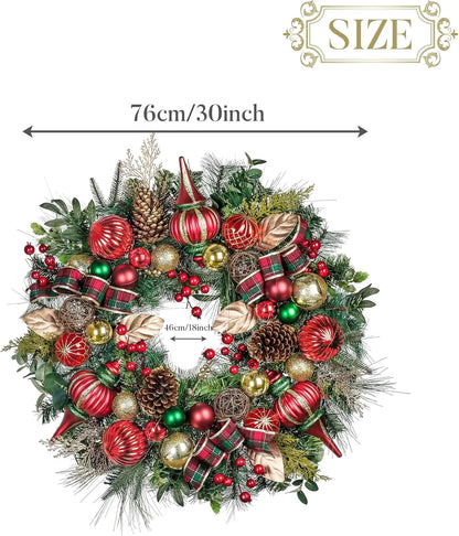 Pre-Lit Christmas Wreath with Lights, 30 Inch